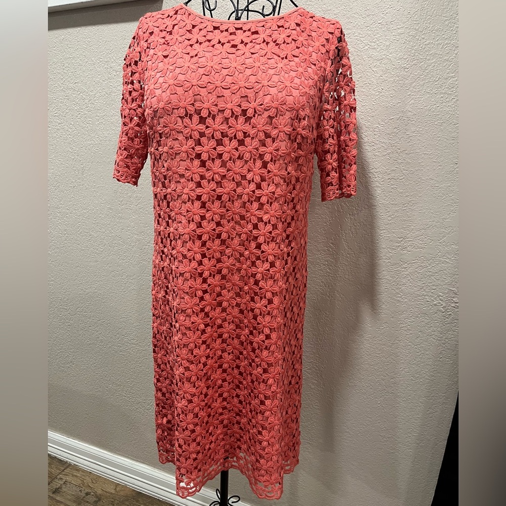 Elegant Coral Lace Dress